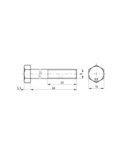 Poldid M8x1,25-60 DIN931 8,8 1kg.