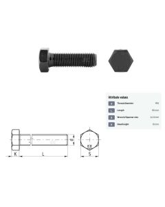 Polt M16x2-80 DIN933 8.8 1kg