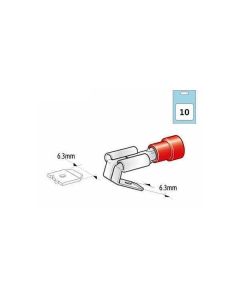 Juhtmeots pesa-pistik 6,3x0,8mm punane 10tk