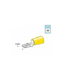 Juhtmeots lapik pistik 6,3x0,8mm kollane 50tk