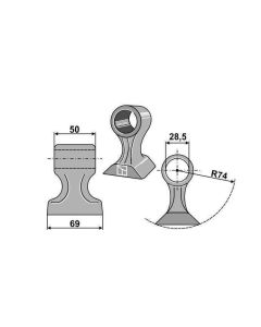 Haamer Ø28,5 50/69mm R74 63-RM-907