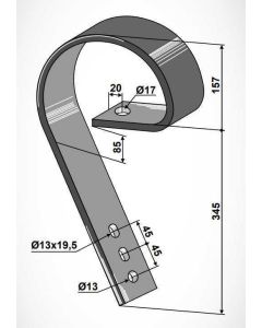 Libisti pii 80x10mm L-365/515mm 903476, 3538741