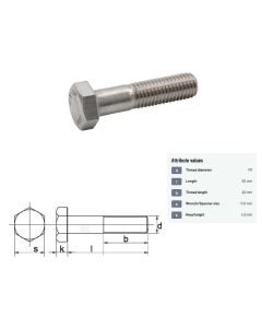 Polt M7x1-50 DIN931 8.8 ZN