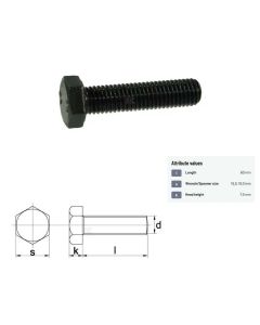 Polt M12x1,75-60 DIN933 10.9