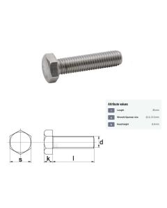 Polt M14x2-35 DIN933 8.8 ZN