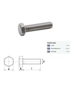 Polt M16x2-35 DIN933 8.8 ZN