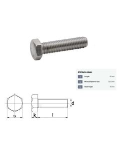 Polt M16x2-40 DIN933 8.8 ZN