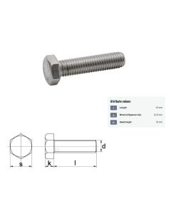 Polt M16x2-45 DIN933 8.8 ZN