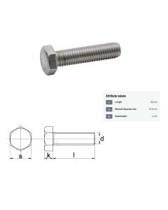 Polt M6x1-60 DIN933 10.9 ZN