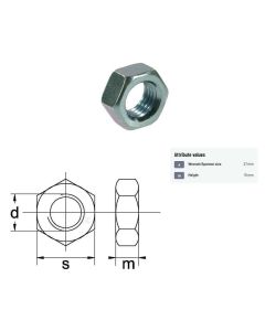 Mutter M18x1,5-15 8.8 DIN934 Zn 25tk