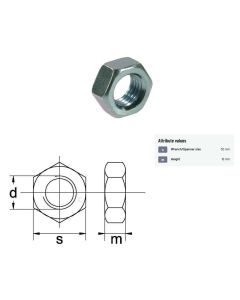 Mutter M20x1,5-16 8.8 DIN934 Zn 25tk