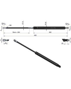 Gaasiamortisaator L-685mm 700Nm