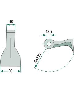 Haamer Ø18,5 40/90mm R120 63-M-39