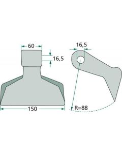 Haamer Ø16,5 60/150mm R88 63-RM-1-16