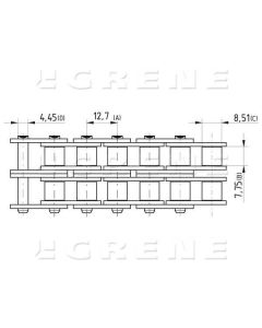 Rullpuks kett 08A-2 12,7/7,75 L-5m duplex Steel Power