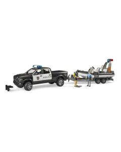 Politsei auto Dodge RAM 2500 + politseinik ja haagis paadiga BRUDER 1:16