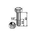 Polt+mutter 1/2"-22/43mm 20-UNF 12,9 40882400
